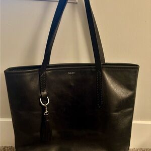 Fount Black Leather Classic Bellfield Tote Bag with dust bag